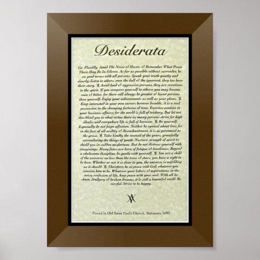 Poster DESIDERATA Poème de Max Ehrmann (Devant)