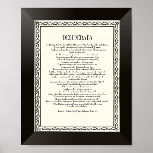 Poster DESIDERATA Poème de Max Ehrmann (Devant)