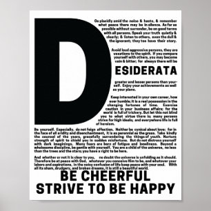 Poster DESIDERATA Poème de Max Ehrmann