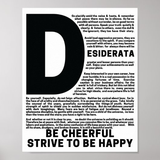 Poster DESIDERATA Poème de Max Ehrmann (Devant)