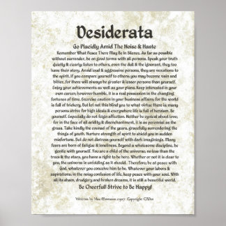 Poster DESIDERATA Poème Max Ehrmann Calligraphie médiéval