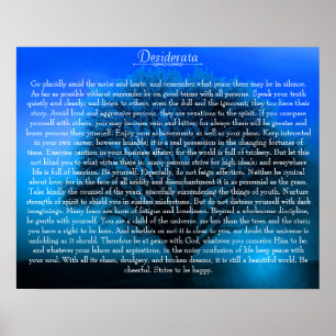 Poster Desiderata Poème sur l'arbre bleu magique