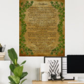 Poster Desiderata prose Gros lierre sur parchemin (Bureau à domicile)