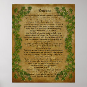 Poster Desiderata prose Gros lierre sur parchemin