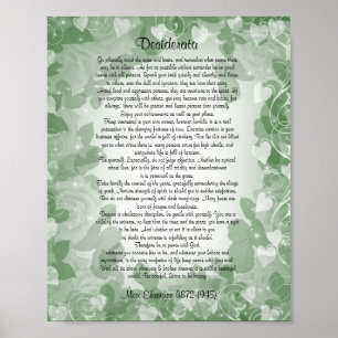 Poster Desiderata" prose vert floral