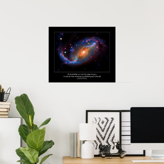 Poster Desiderata quote - Galaxie spirale barrée NGC 1672 (Bureau à domicile)