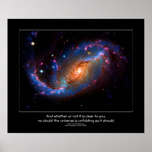 Poster Desiderata quote - Galaxie spirale barrée NGC 1672 (Devant)