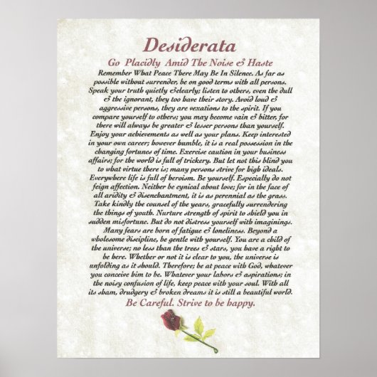 Poster DESIDERATA Red Rosie (Devant)
