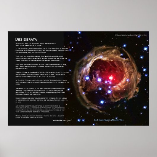 Poster Desiderata - Red Supergiant Star V838 Monocerotis (Devant)