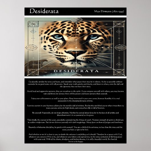 Poster Desiderata : Sagesse intemporelle des léopards (Devant)