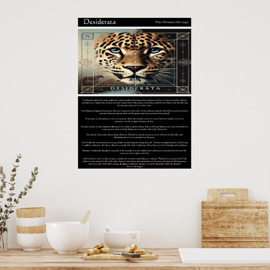 Poster Desiderata : Sagesse intemporelle des léopards (Cuisine)