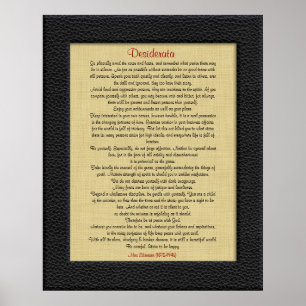 Poster Desiderata sur cadre en cuir lin
