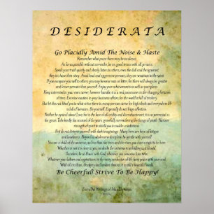 Poster Desiderata sur l'aquarelle verte d'abrégé sur