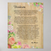 Poster Desiderata sur panneau en bois rustique avec garni (Devant)