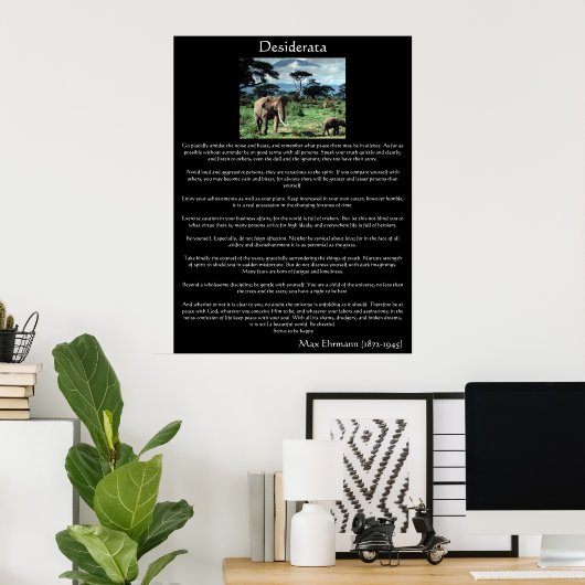 Poster Desiderata un troupeau d'éléphants en afrique Post (Bureau à domicile)