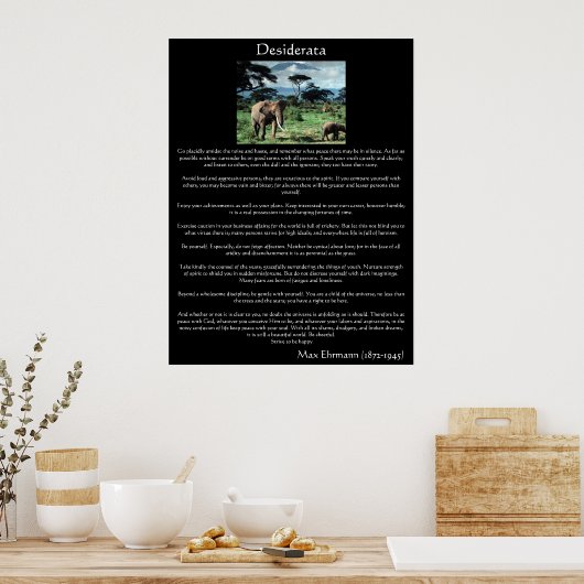 Poster Desiderata un troupeau d'éléphants en afrique Post (Cuisine)