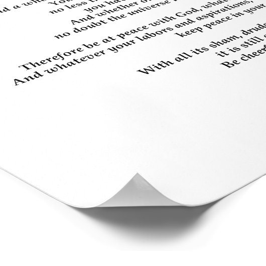 Poster Desiderata White (Coin)