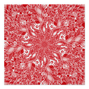 Poster Design à feuilles florales rouges