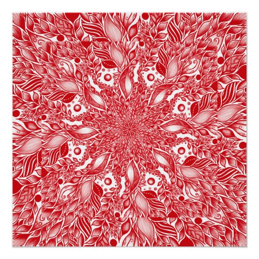 Poster Design à feuilles florales rouges (Devant)