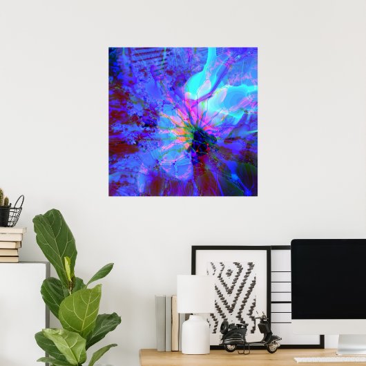 Poster Design abstrait bleu et violet (Bureau à domicile)