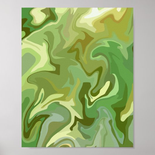 Poster Design Abstrait d'art fluide vert (Devant)