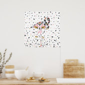 Poster Design abstrait de Flamant rose géométrique mignon (Cuisine)