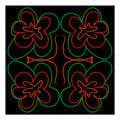 Poster Design Abstrait de fleurs vertes et oranges (Devant)