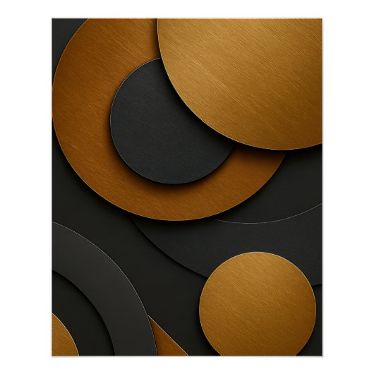 Poster Design abstrait géométrique noir et or de luxe (Devant)