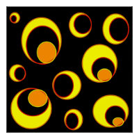 Design abstrait moderne, cercles jaunes sur noir