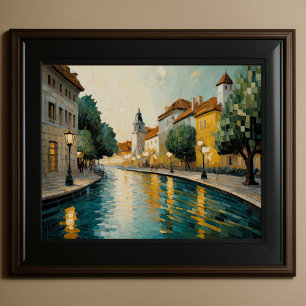 Poster Design abstrait moderne Or Orange Bleu européen