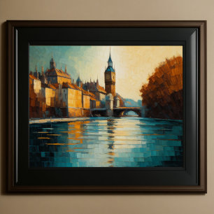 Poster Design abstrait moderne Or Orange Bleu européen