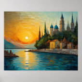 Poster Design abstrait moderne Or Orange Bleu européen (Devant)