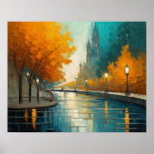 Poster Design abstrait moderne Or Orange Bleu européen (Devant)