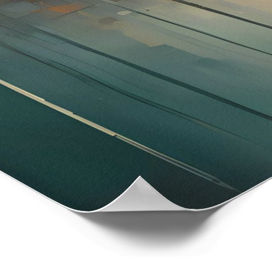 Poster Design abstrait moderne tons or et gris bleu (Coin)