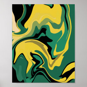 Poster Design Abstrait vert et jaune