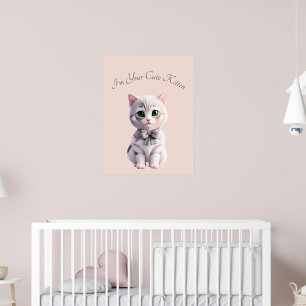 Poster Design avec chaton gris mignon