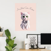 Poster Design avec chaton gris mignon (Bureau à domicile)