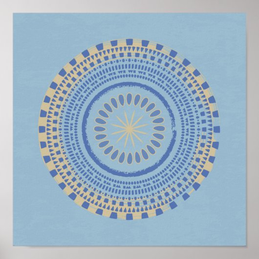 Poster Design circulaire bleu et bronze Abstrait (Devant)