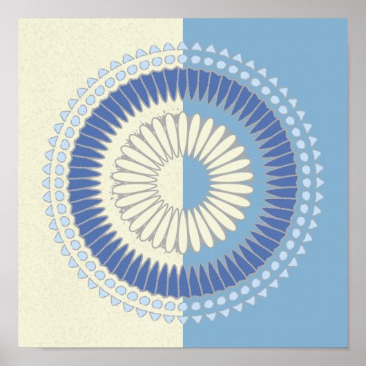 Poster Design circulaire bleu et crème Abstrait (Devant)