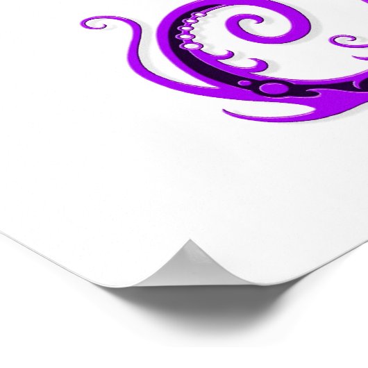 Poster Design complexe de cheval de mer violet sur blanc (Coin)