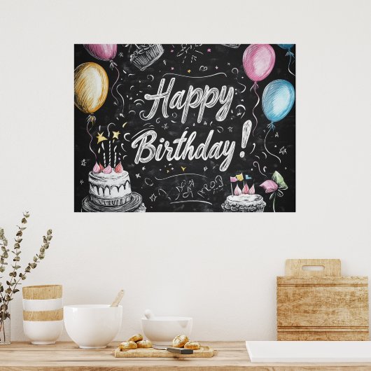 Poster Design d'anniversaire de style Chalkboard (Cuisine)