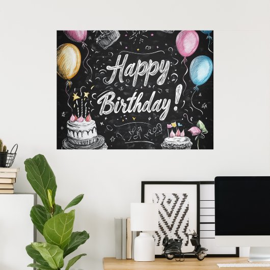 Poster Design d'anniversaire de style Chalkboard (Bureau à domicile)