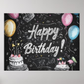 Poster Design d'anniversaire de style Chalkboard (Devant)