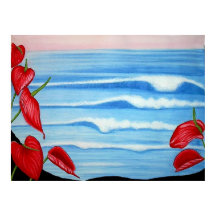 Design d'aquarelle de l'océan d'Anthurium