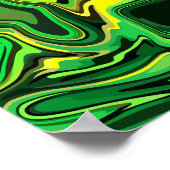 Poster Design d'art Abstrait vert et jaune fluide (Coin)