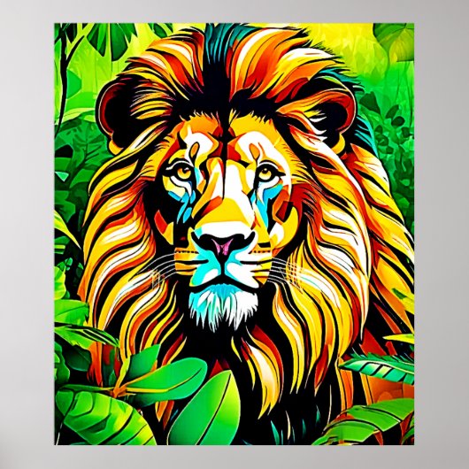 Poster Design d'art pop de Jungle Lion (Devant)
