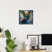 Poster Design d'art Serene Staint Glass Angel (Bureau à domicile)