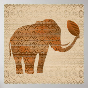 Poster Design d'art tribal des éléphants