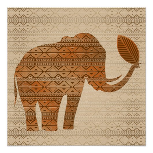 Poster Design d'art tribal des éléphants (Devant)