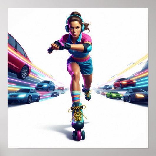 Poster Design d'art urbain dynamique Rollergirl (Devant)